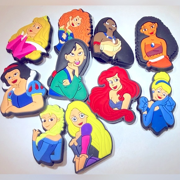BOGO SALE NEW 10 Princess Croc Charms Jibbit Shoe Charm Disney Croc Charms - Picture 1 of 7